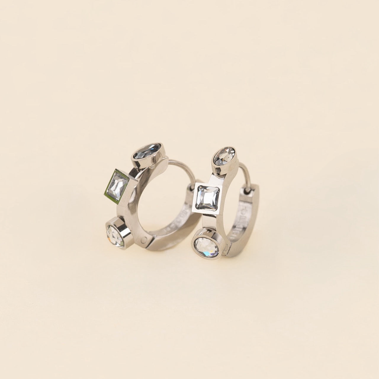 Crystal 3D Huggie Hoop Earrings