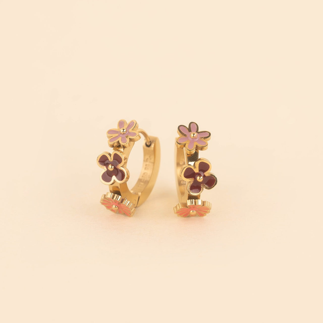 Flower 3D Huggie Hoop Earrings
