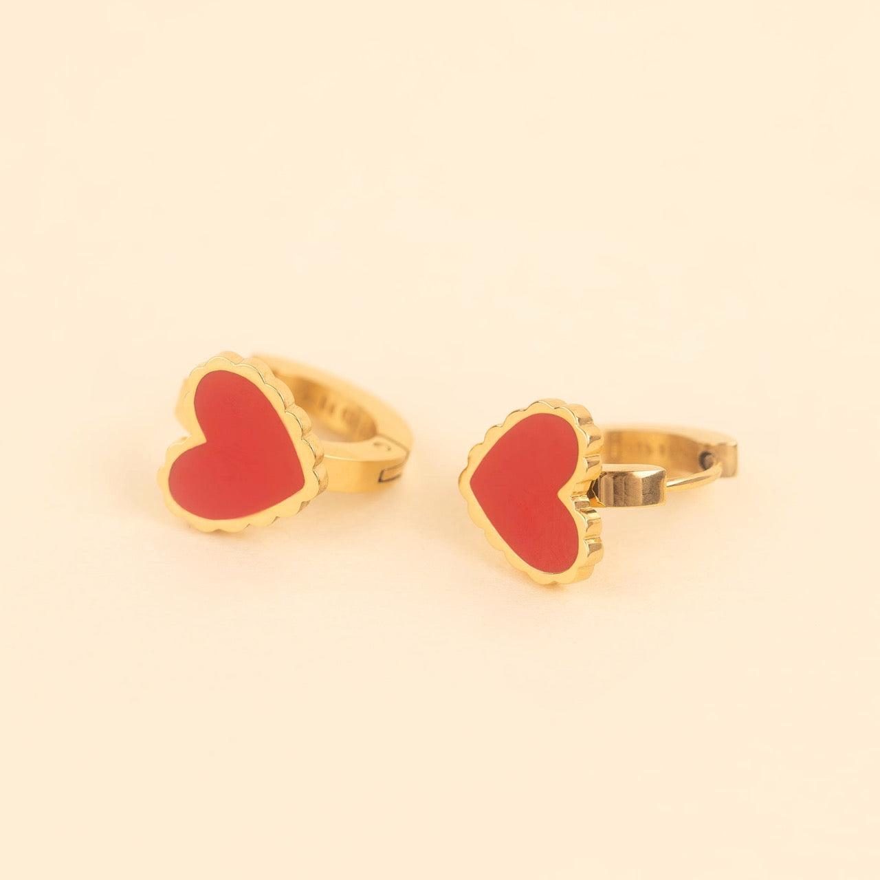 Red Heart 3D Huggie Hoop Earrings