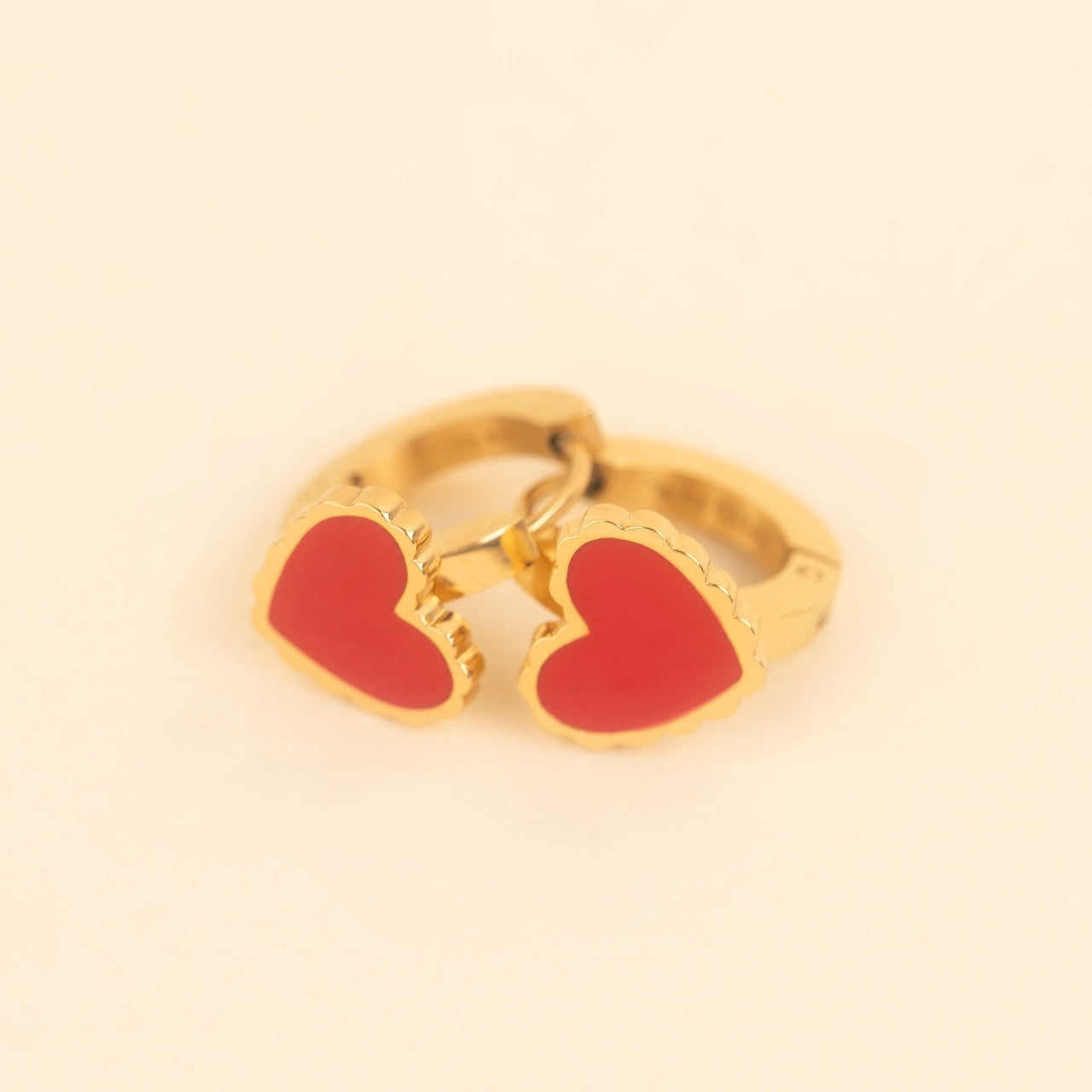Red Heart 3D Huggie Hoop Earrings