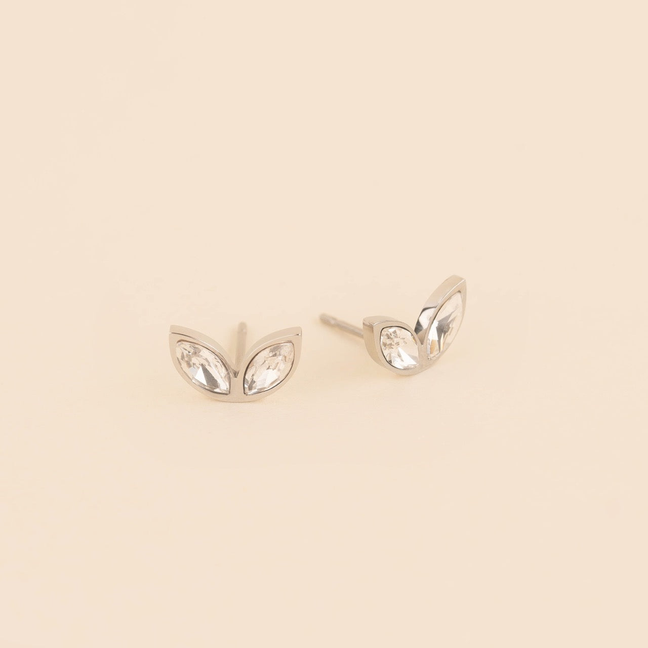 Crystal Leaf Stud Earrings