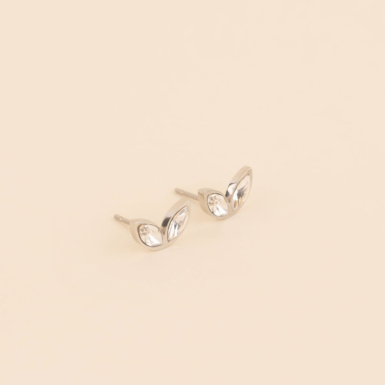Crystal Leaf Stud Earrings