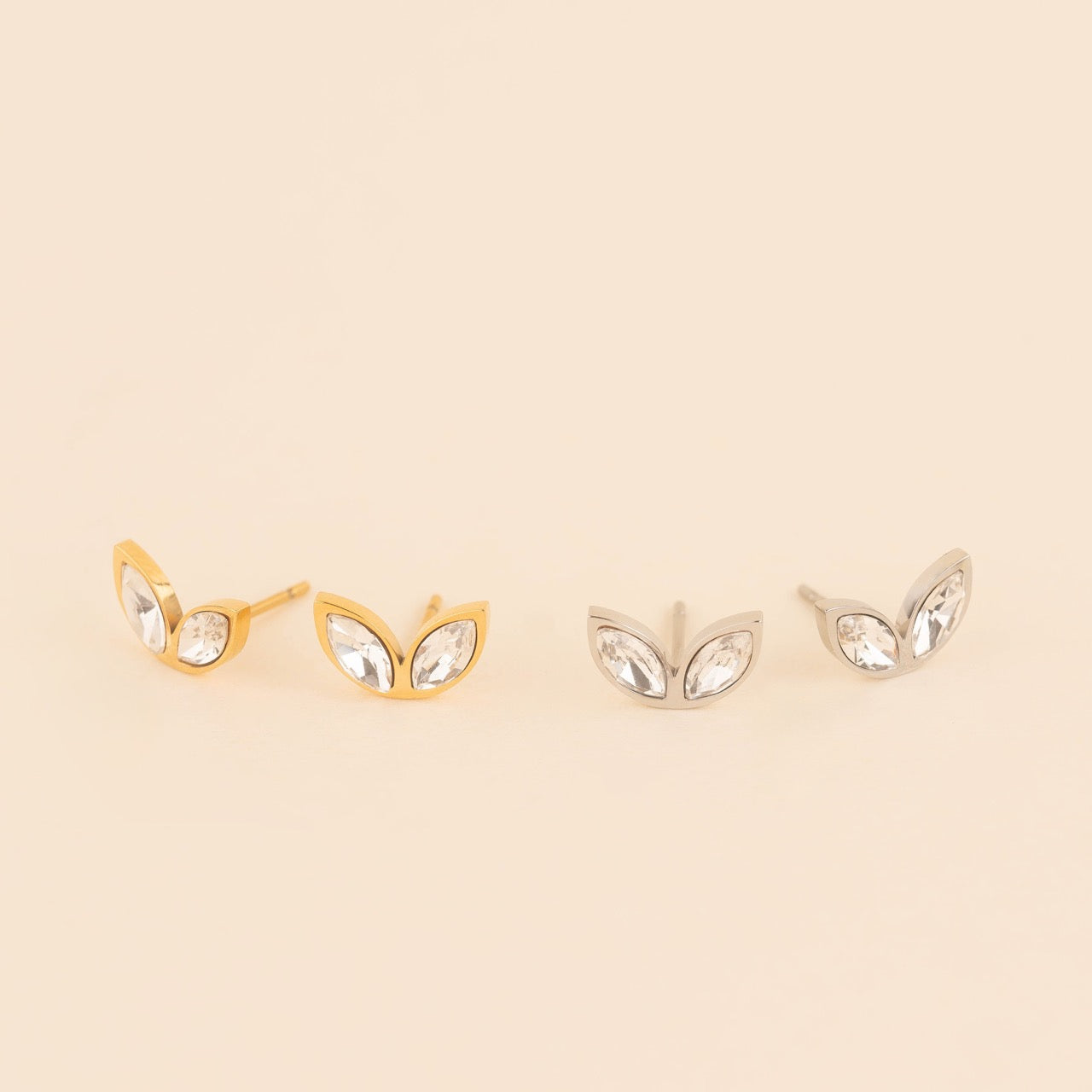 Crystal Leaf Stud Earrings