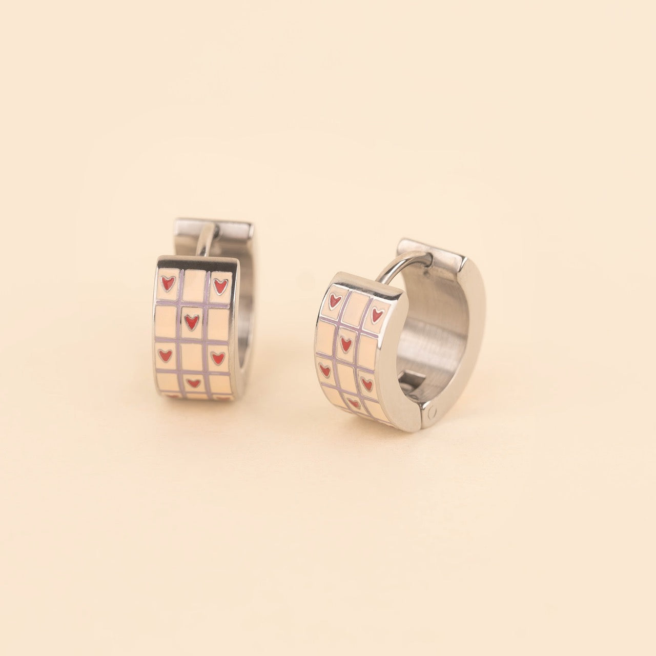 Heart Super Chunky Huggie Hoop Earrings