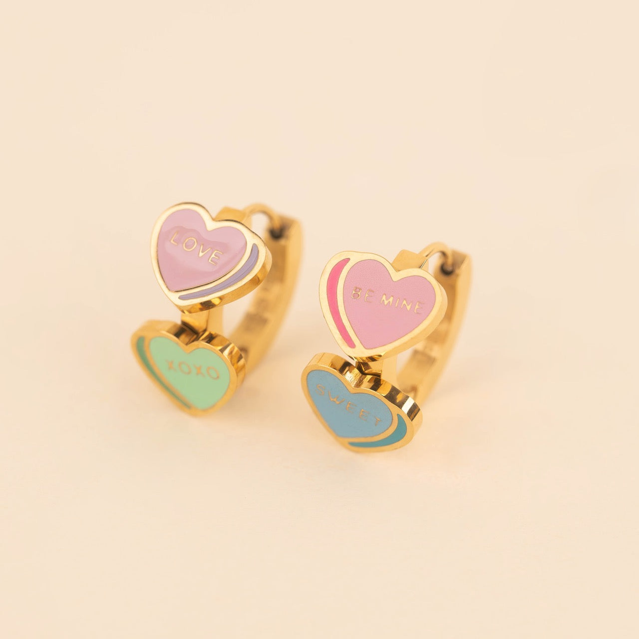 Conversation Heart 3D Huggie Hoop Earrings