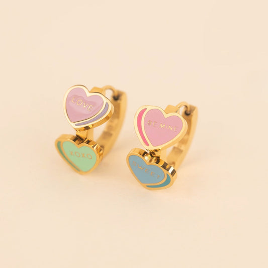 Conversation Heart 3D Huggie Hoop Earrings