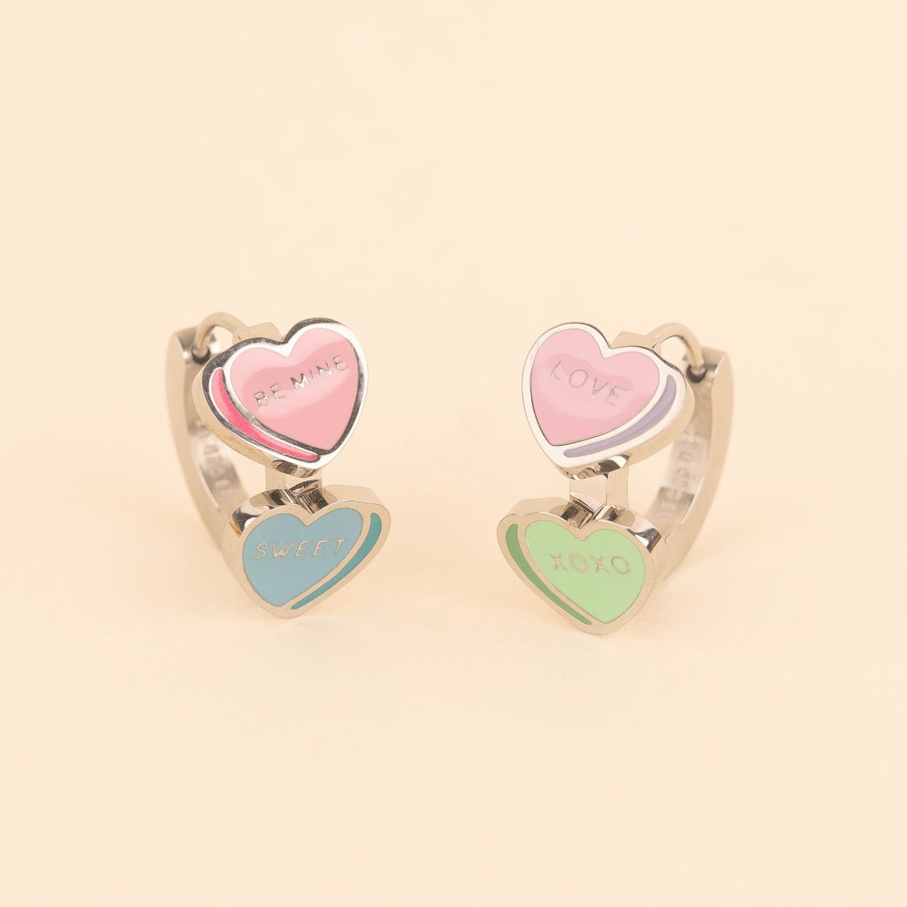 Conversation Heart 3D Huggie Hoop Earrings