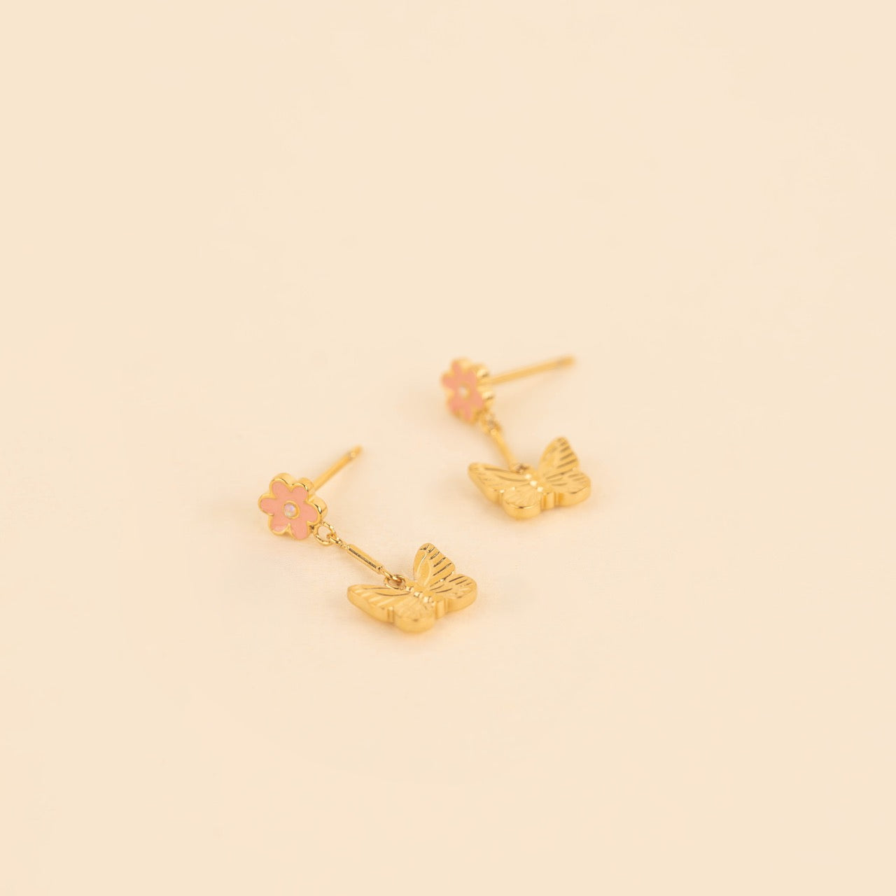 Spring Butterfly Dangle Stud Earrings