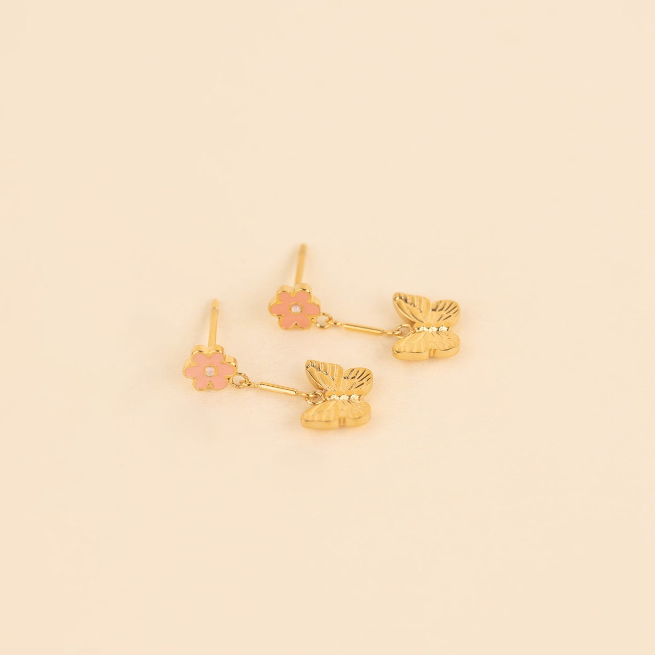 Spring Butterfly Dangle Stud Earrings