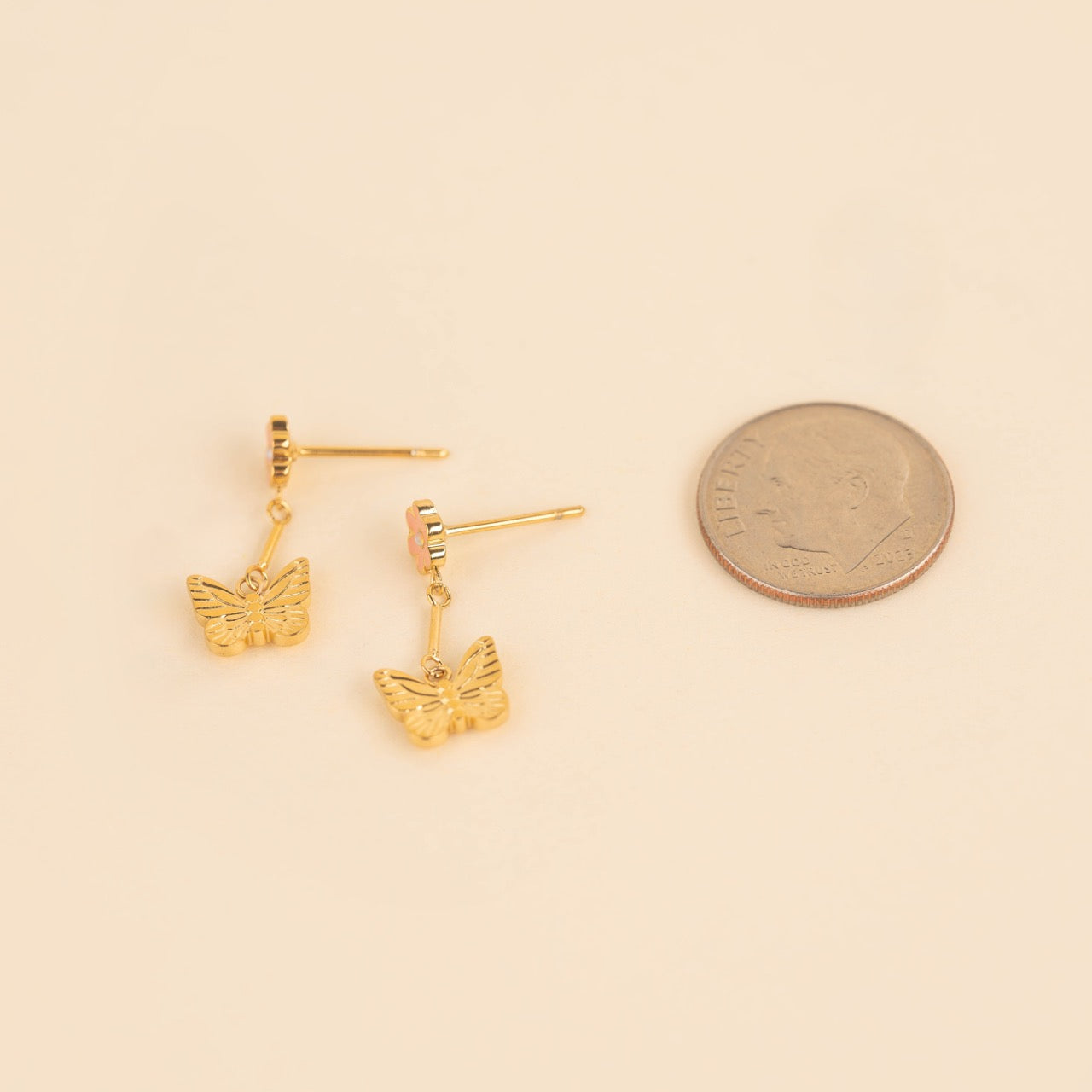 Spring Butterfly Dangle Stud Earrings