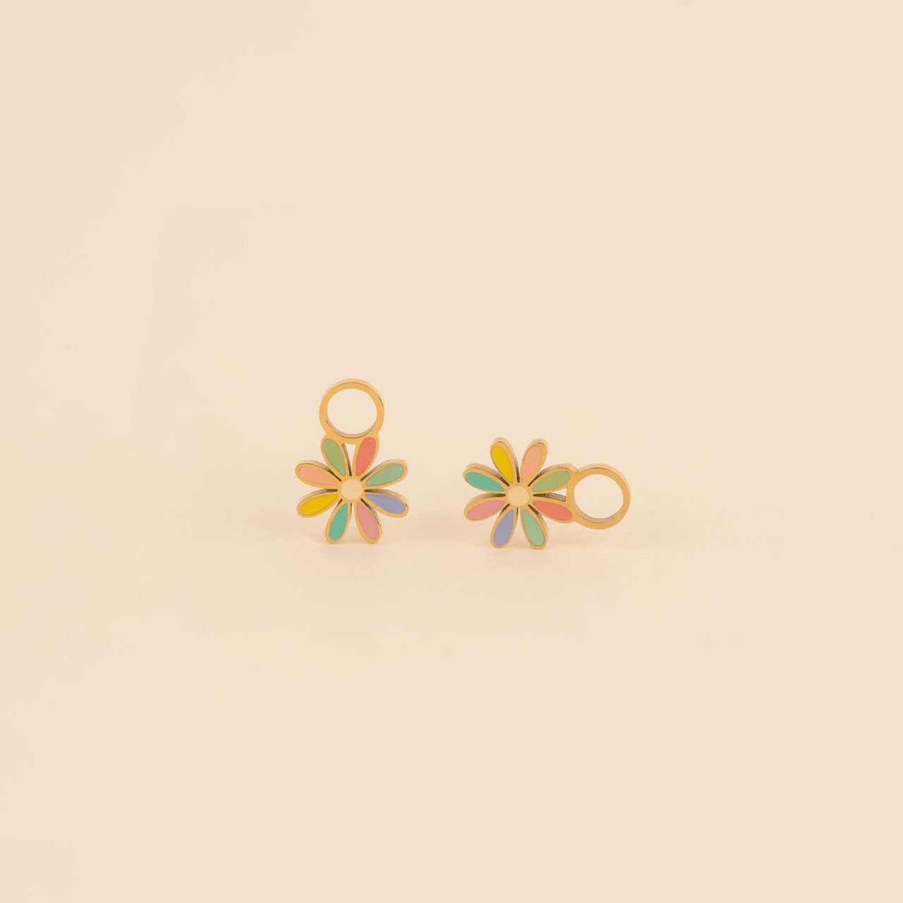 Rainbow Daisy Huggie Hoop Charms