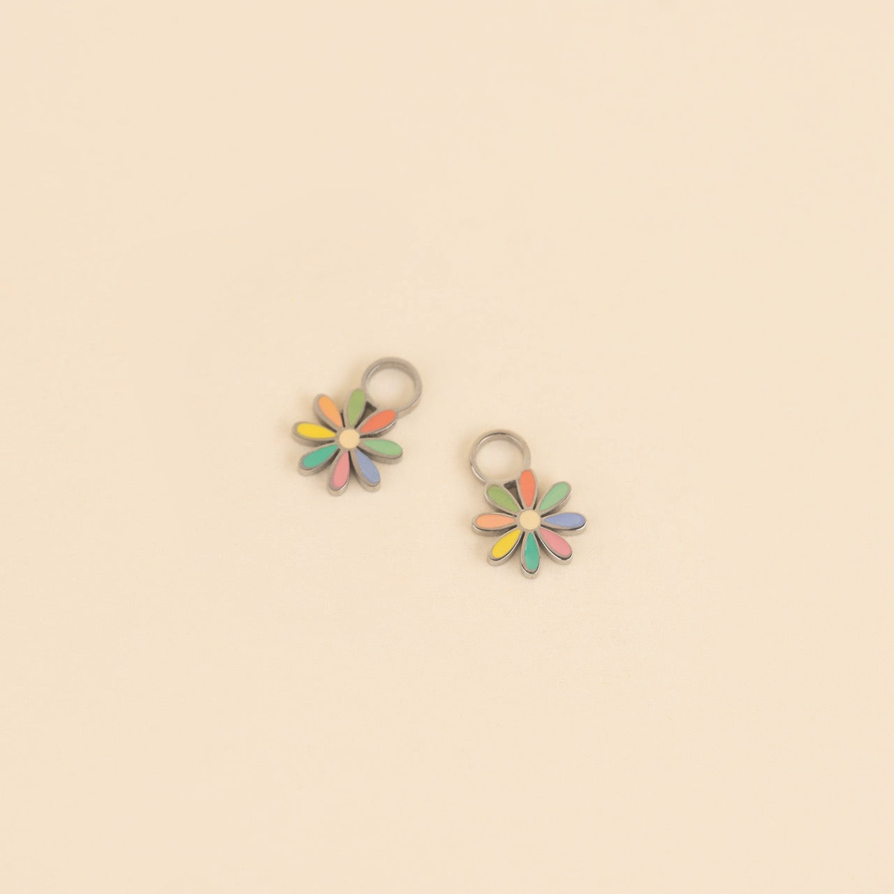 Rainbow Daisy Huggie Hoop Charms