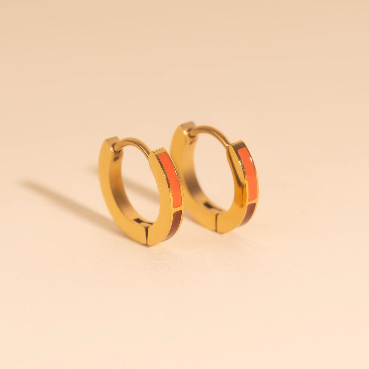 Split Color Huggie Hoop Earrings