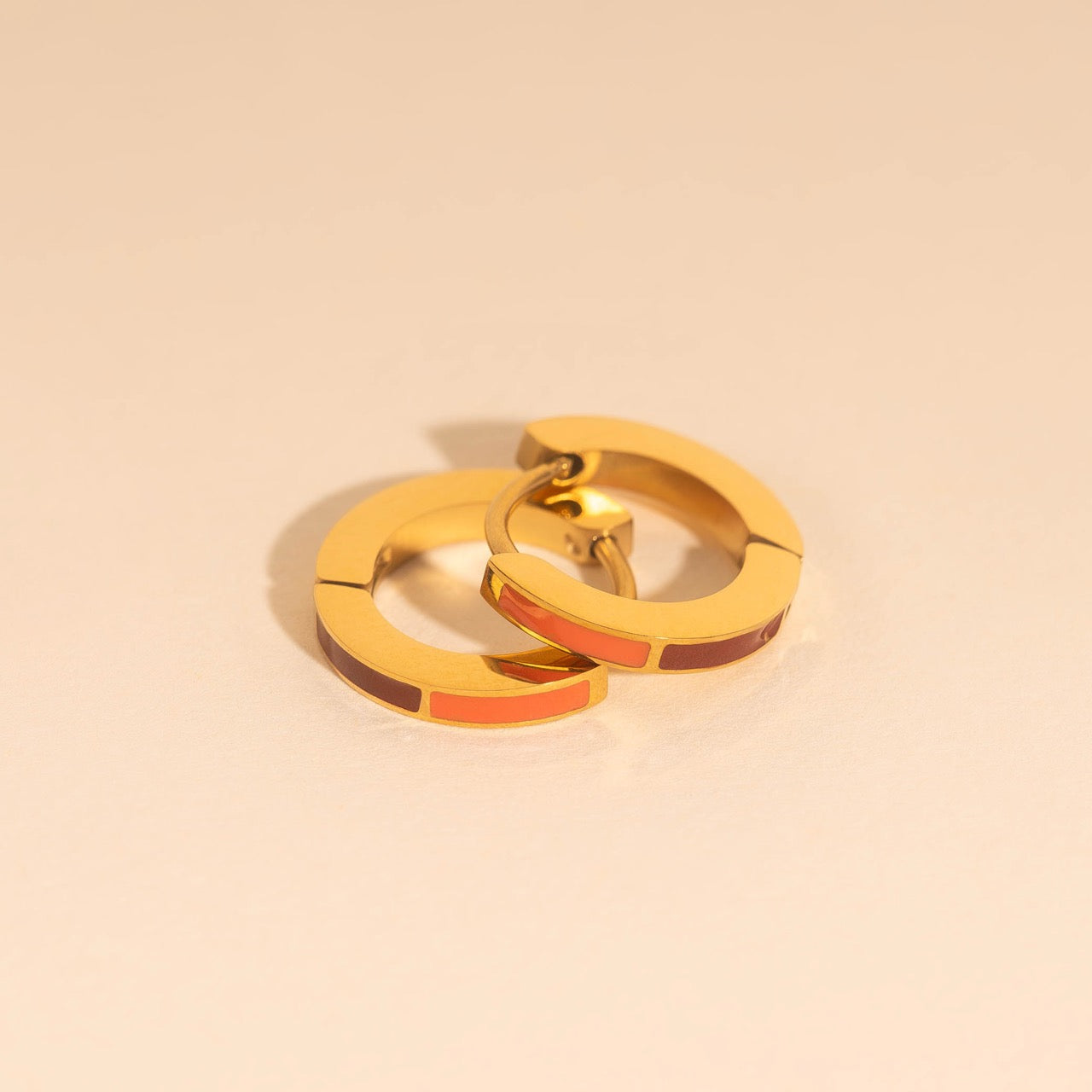 Split Color Huggie Hoop Earrings