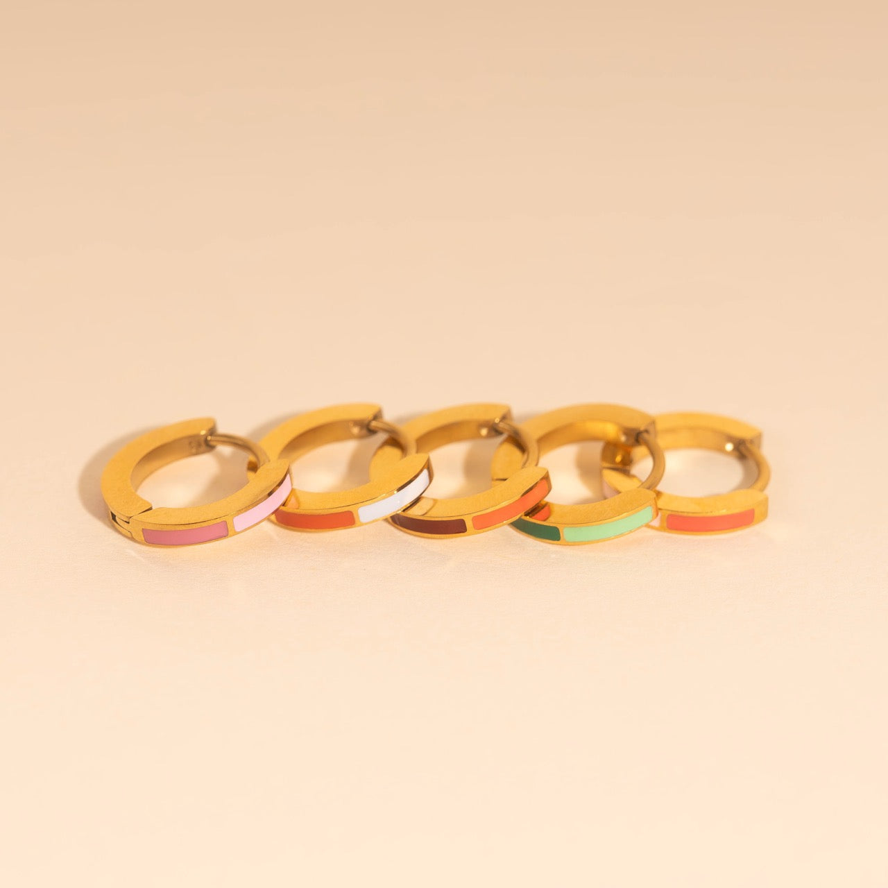 Split Color Huggie Hoop Earrings