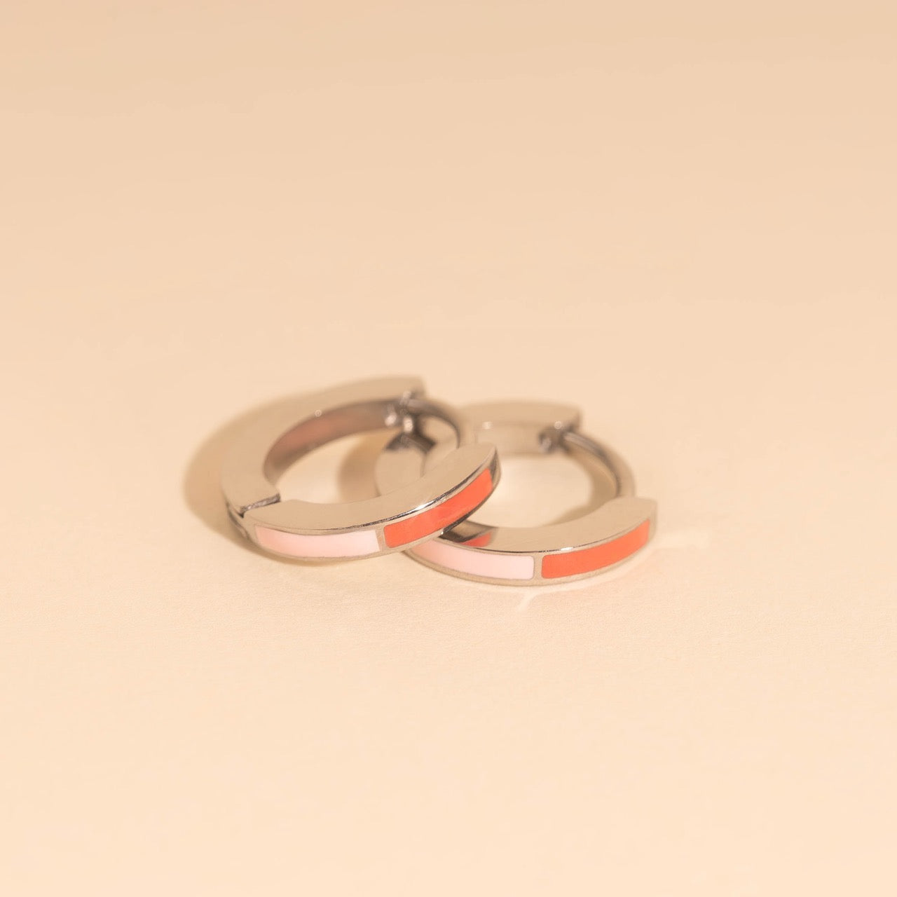 Split Color Huggie Hoop Earrings