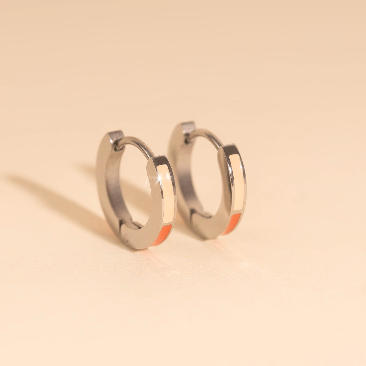 Split Color Huggie Hoop Earrings