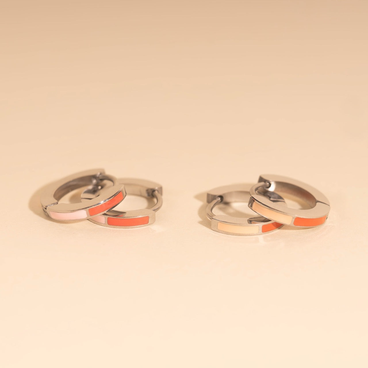 Split Color Huggie Hoop Earrings