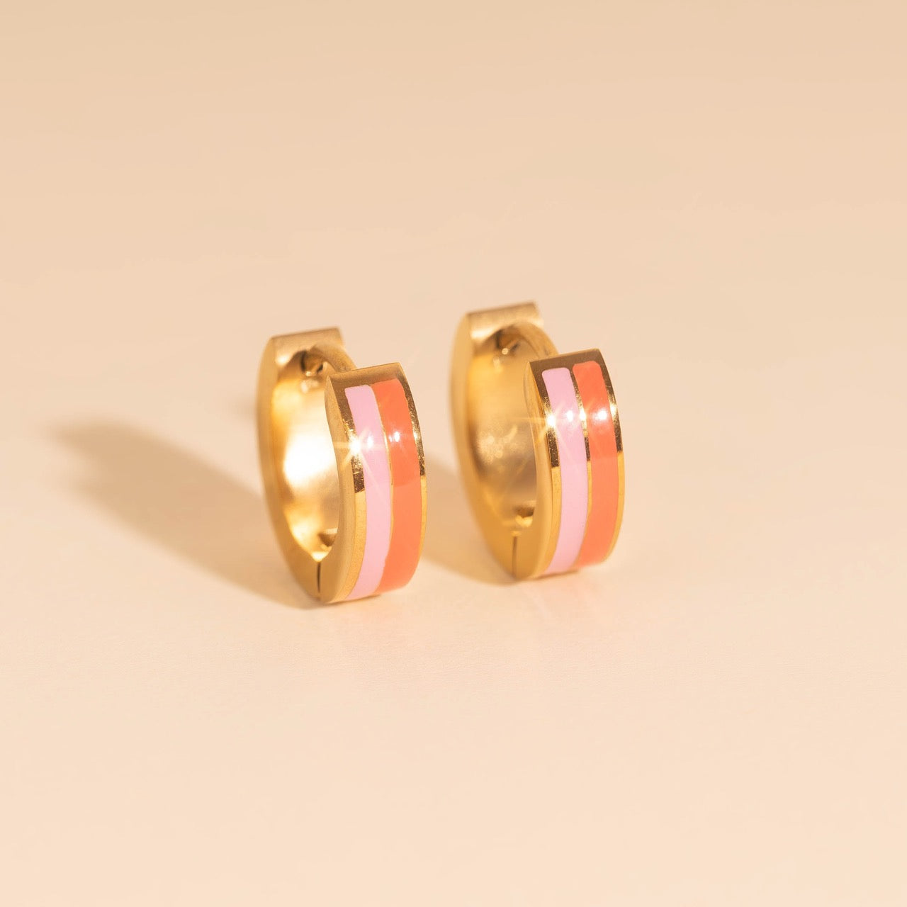Striped Chunky Huggie Hoop Earrings