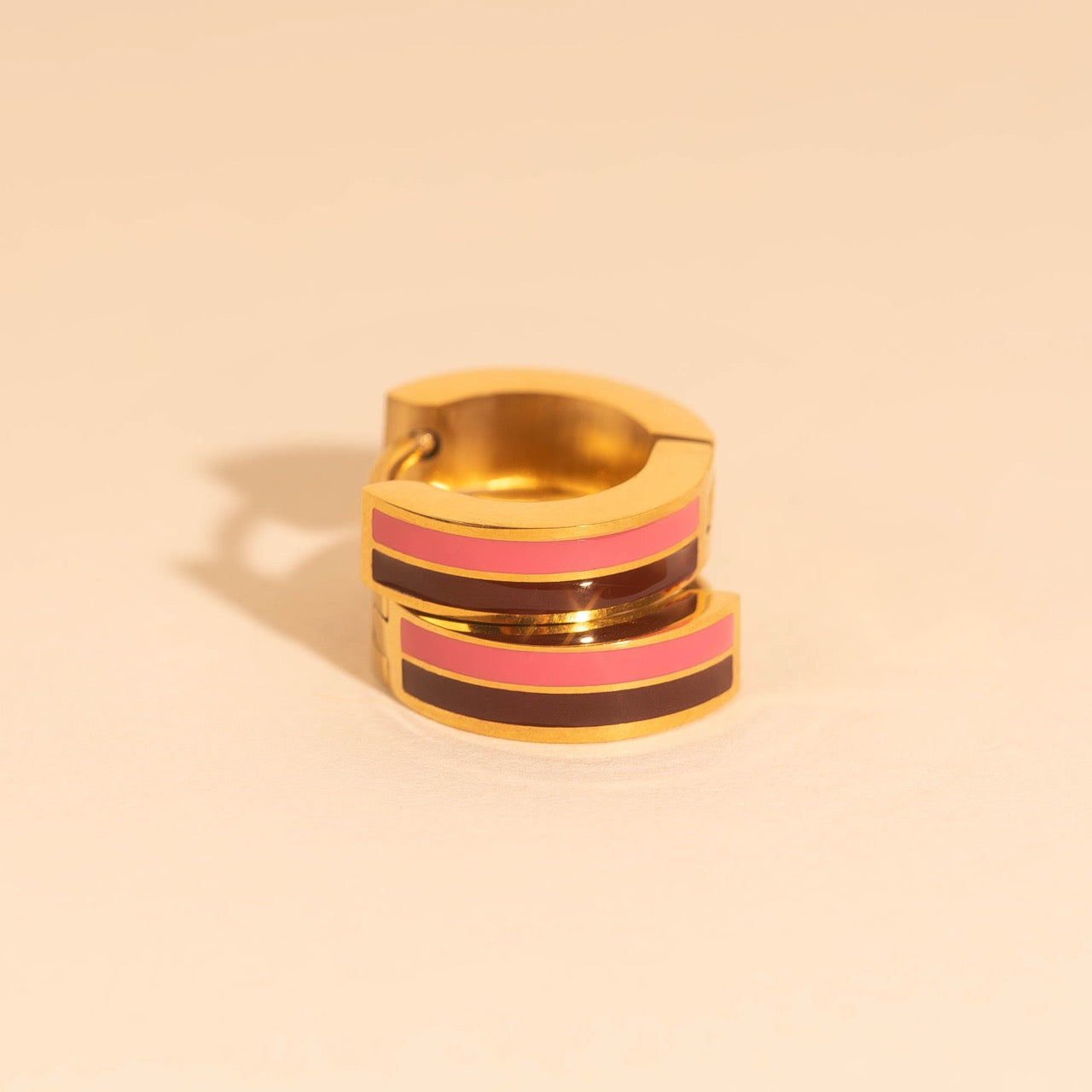 Striped Chunky Huggie Hoop Earrings