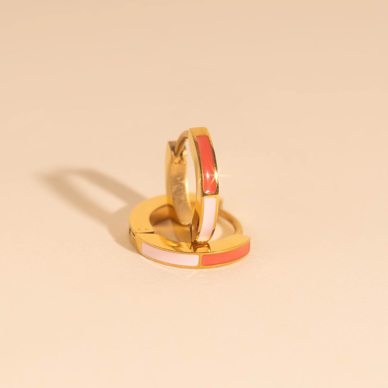 Split Color Huggie Hoop Earrings