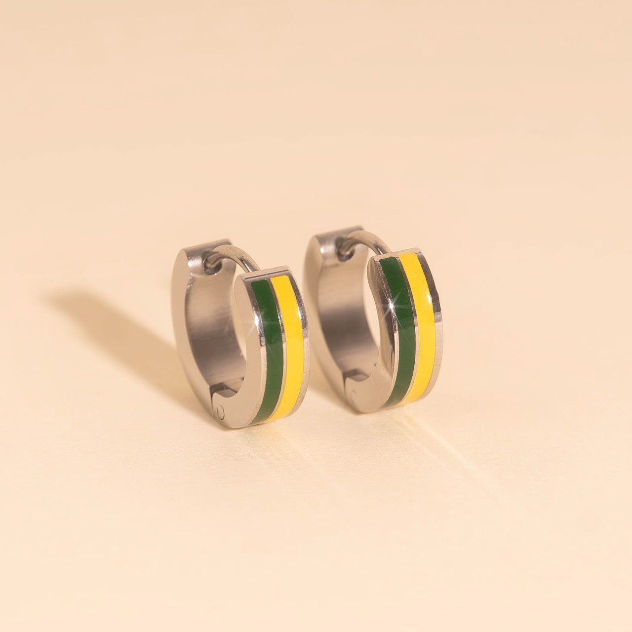 Striped Chunky Huggie Hoop Earrings