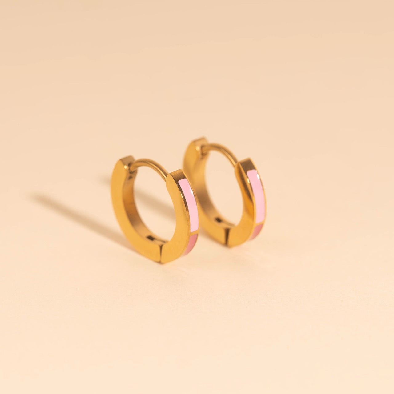 Split Color Huggie Hoop Earrings