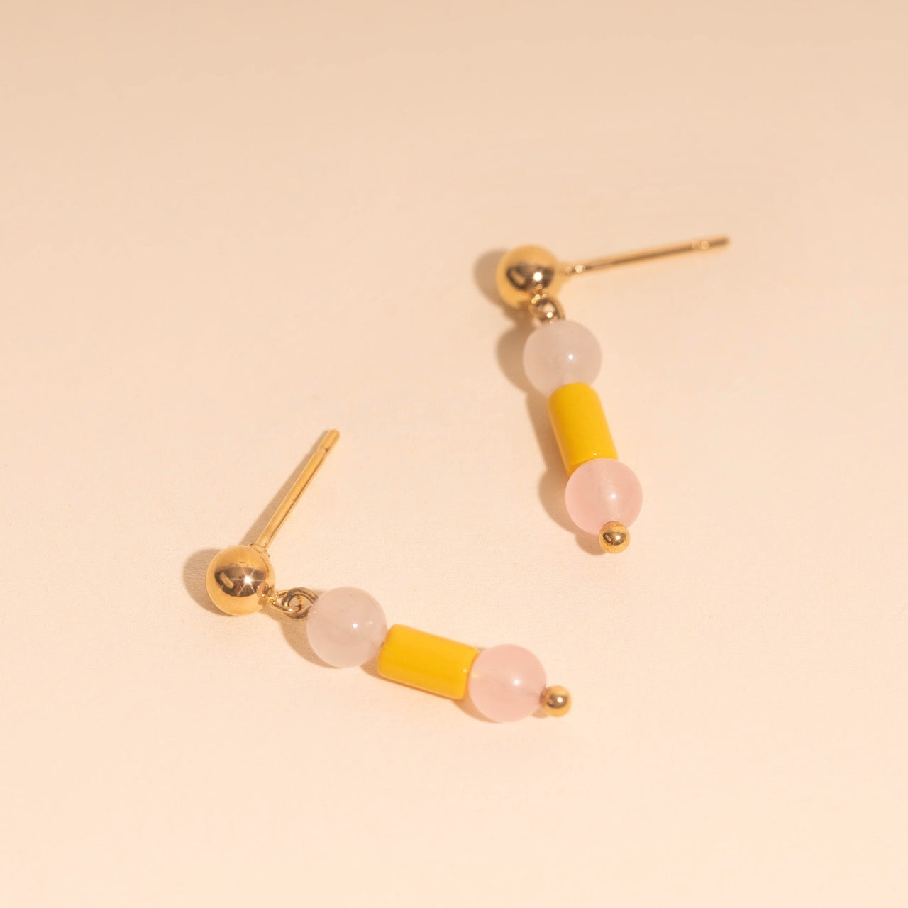 Spring Bead Drop Stud Earrings