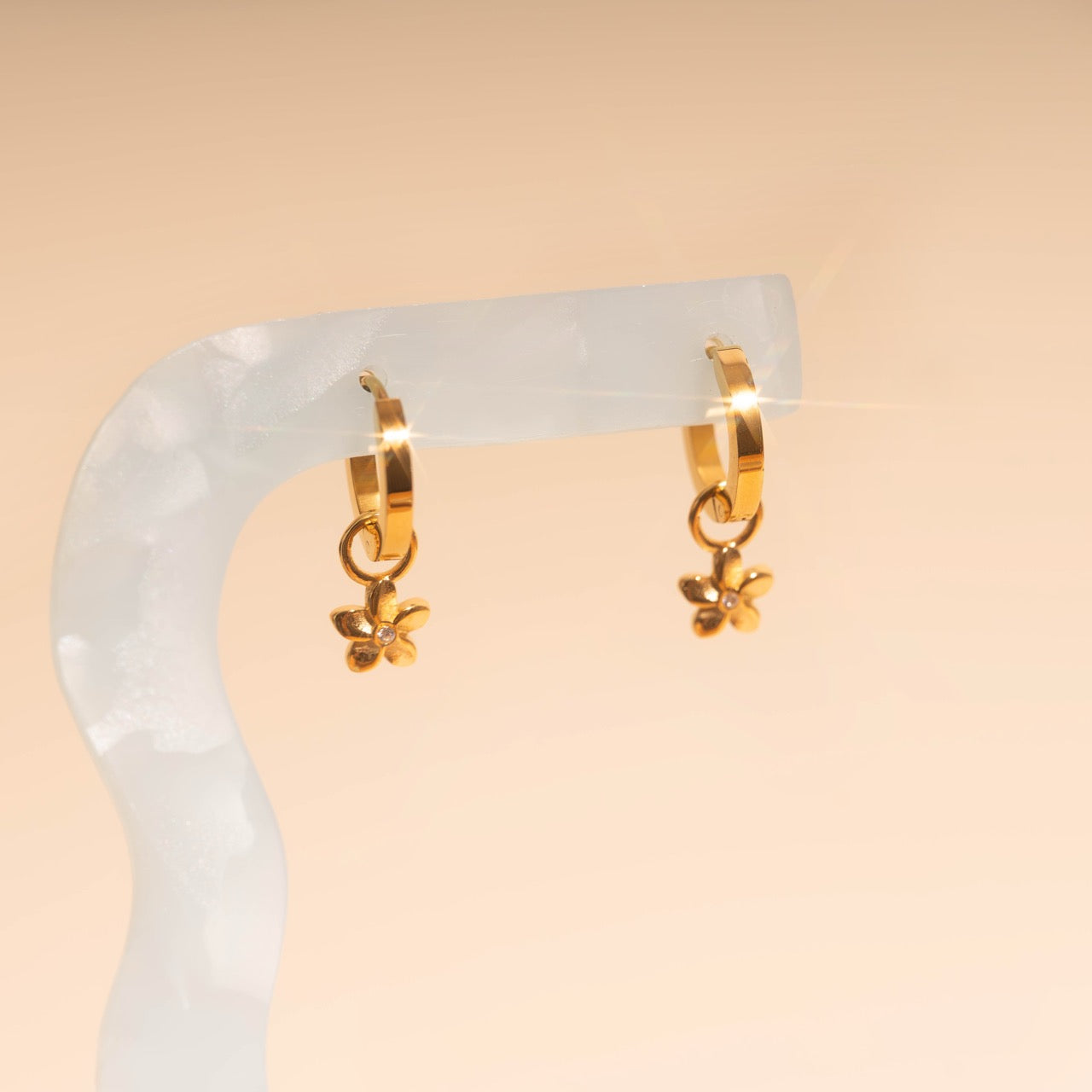 Plumeria Flower Huggie Hoop Charms