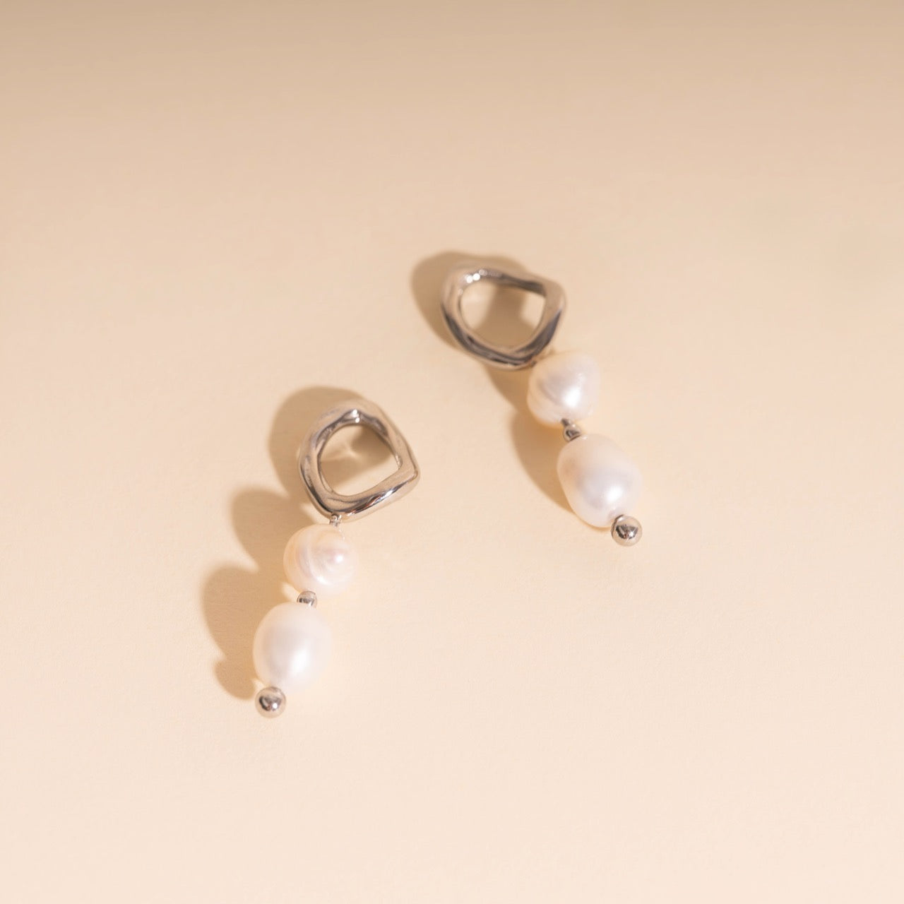 Ripple Pearl Huggie Hoop Charms