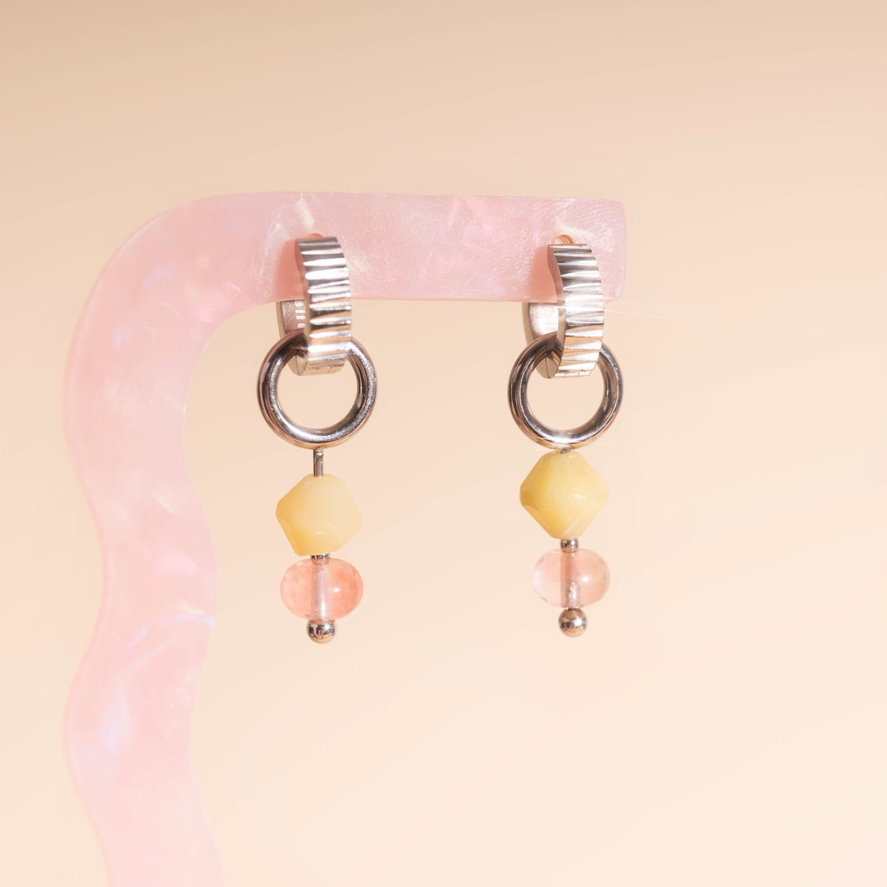 Pink Lemonade Huggie Hoop Charms