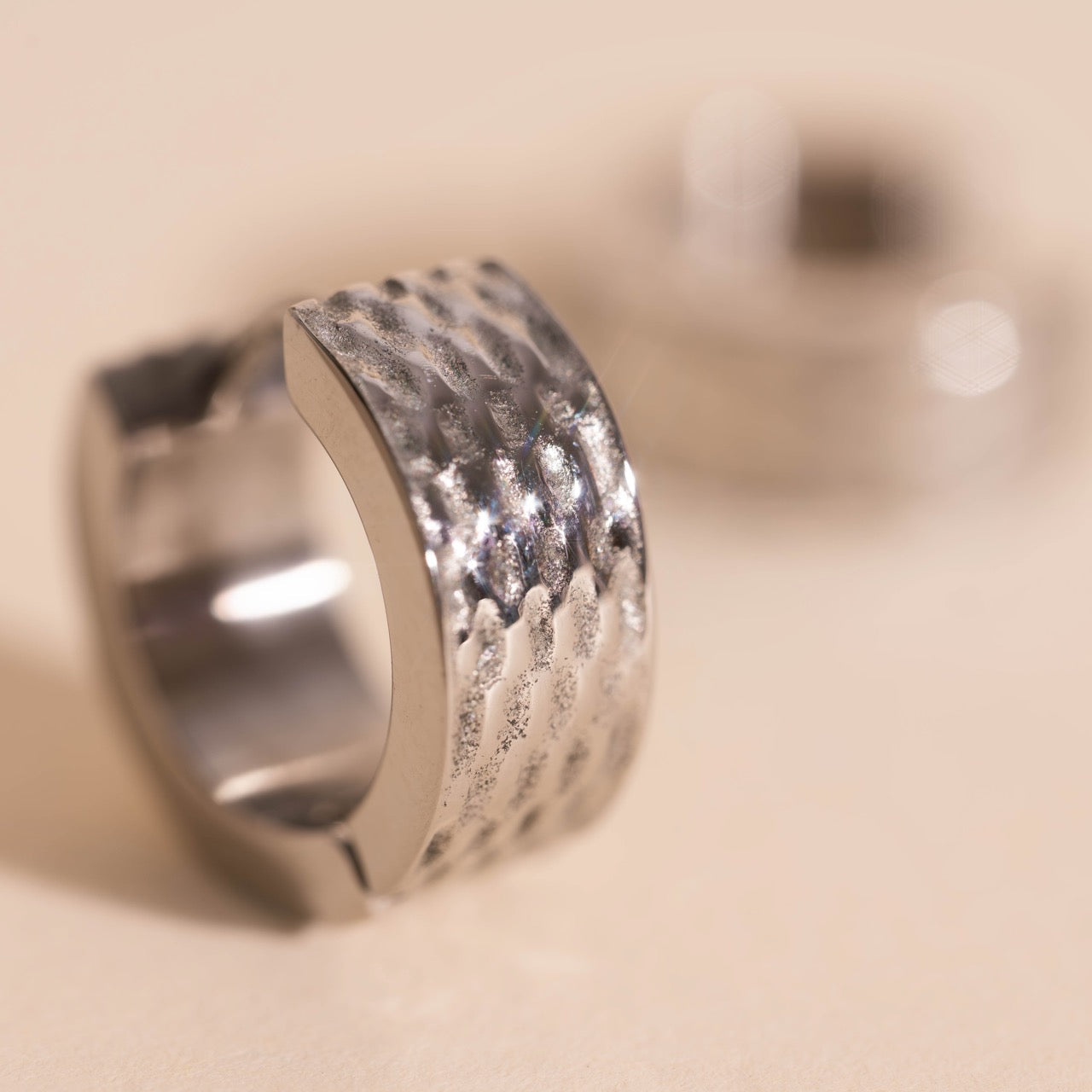 Basketweave Super Chunky Huggie Hoop Earrings