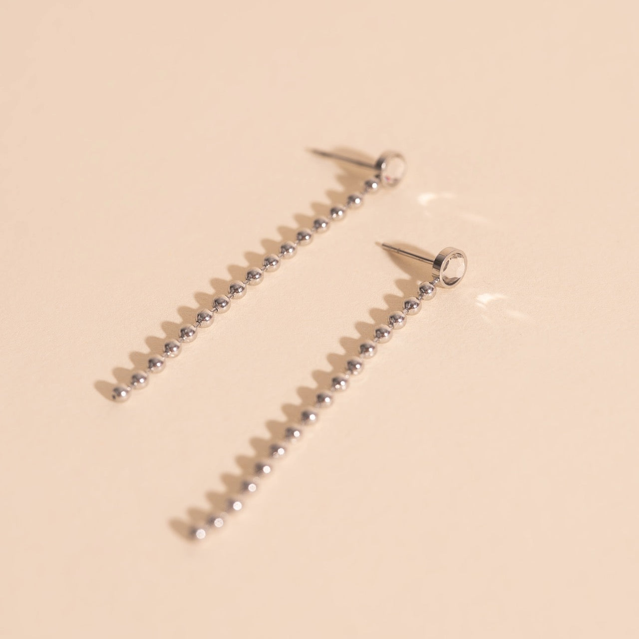 Crystal Bead Chain Stud Earrings