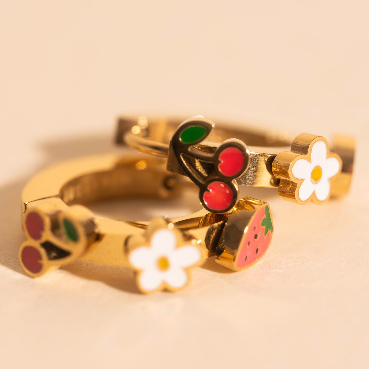 Berry Sweet 3D Huggie Hoop Earrings