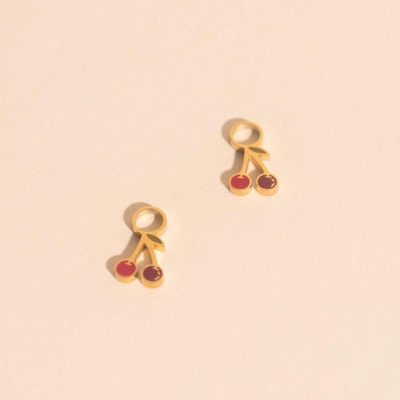 Mini Cherry Huggie Hoop Charms