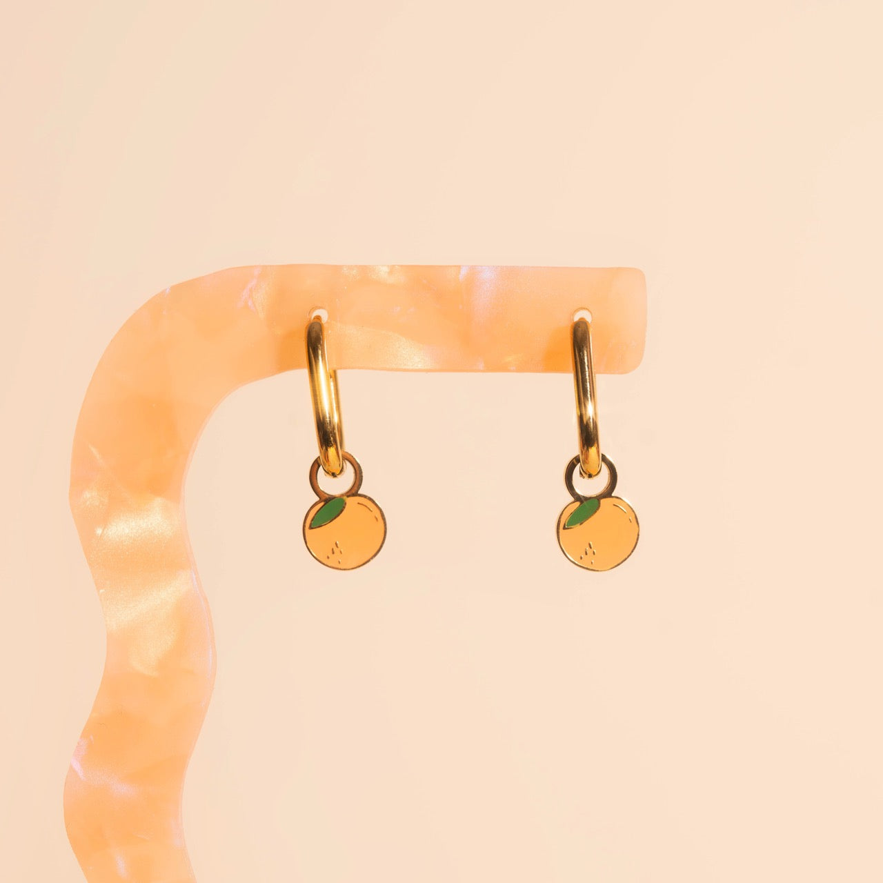 Mini Peach Huggie Hoop Charms