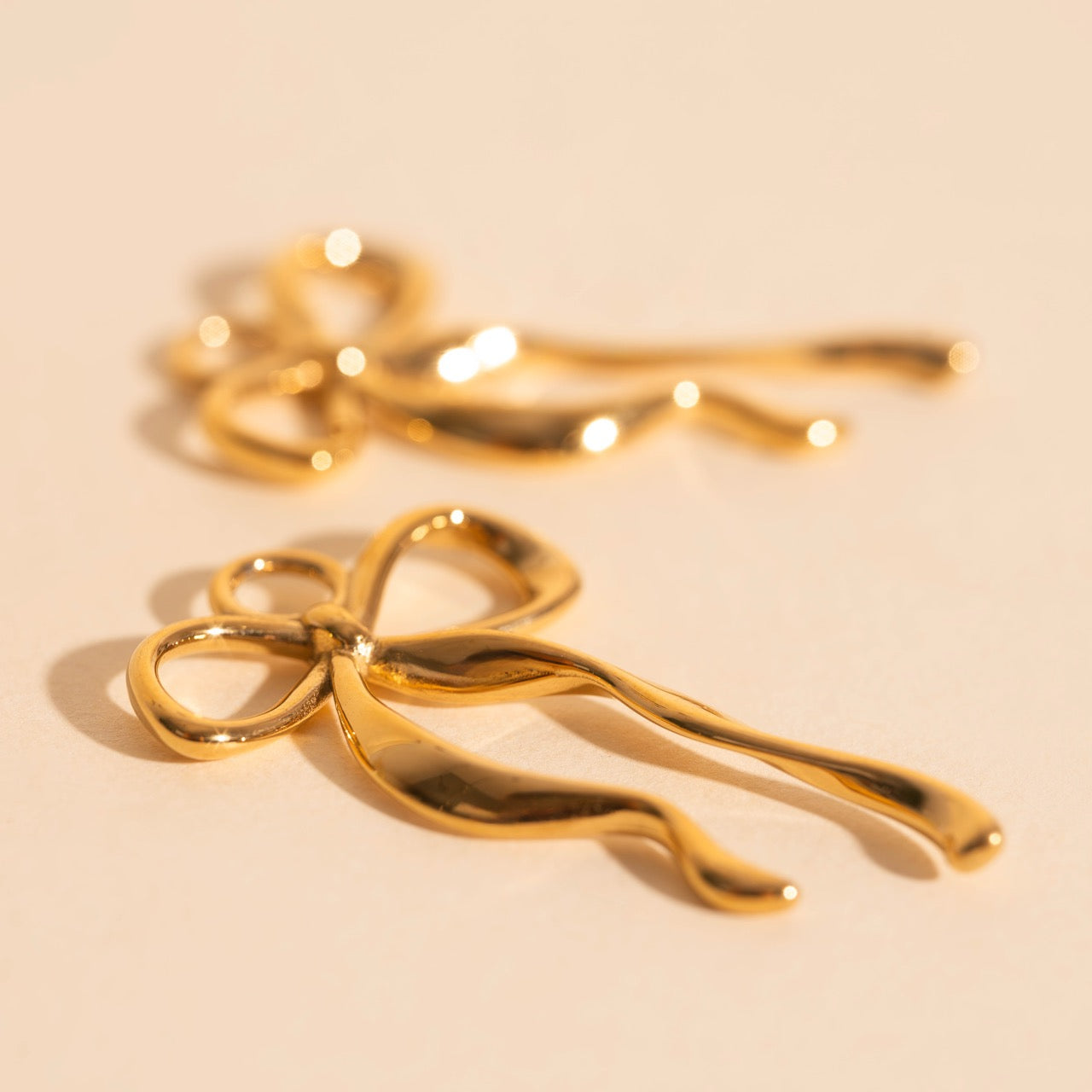 Ribbon Bow Huggie Hoop Charms