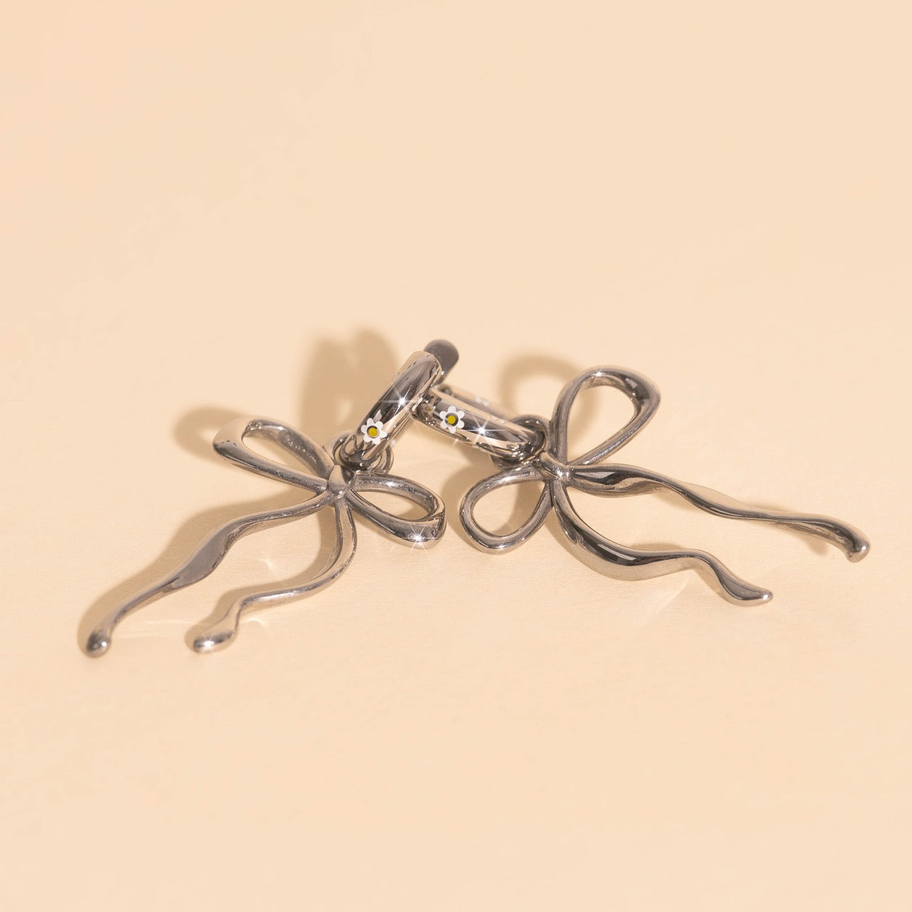 Ribbon Bow Huggie Hoop Charms