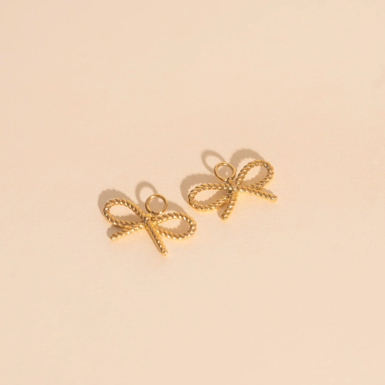 Rope Bow Huggie Hoop Charms