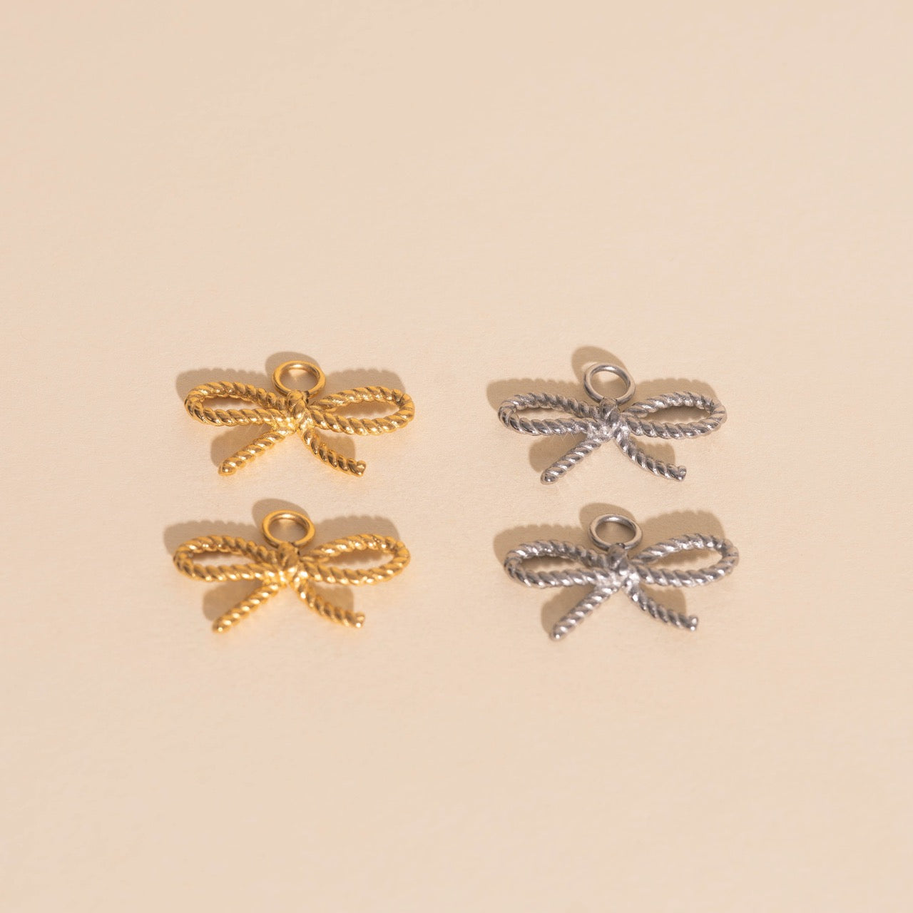 Rope Bow Huggie Hoop Charms