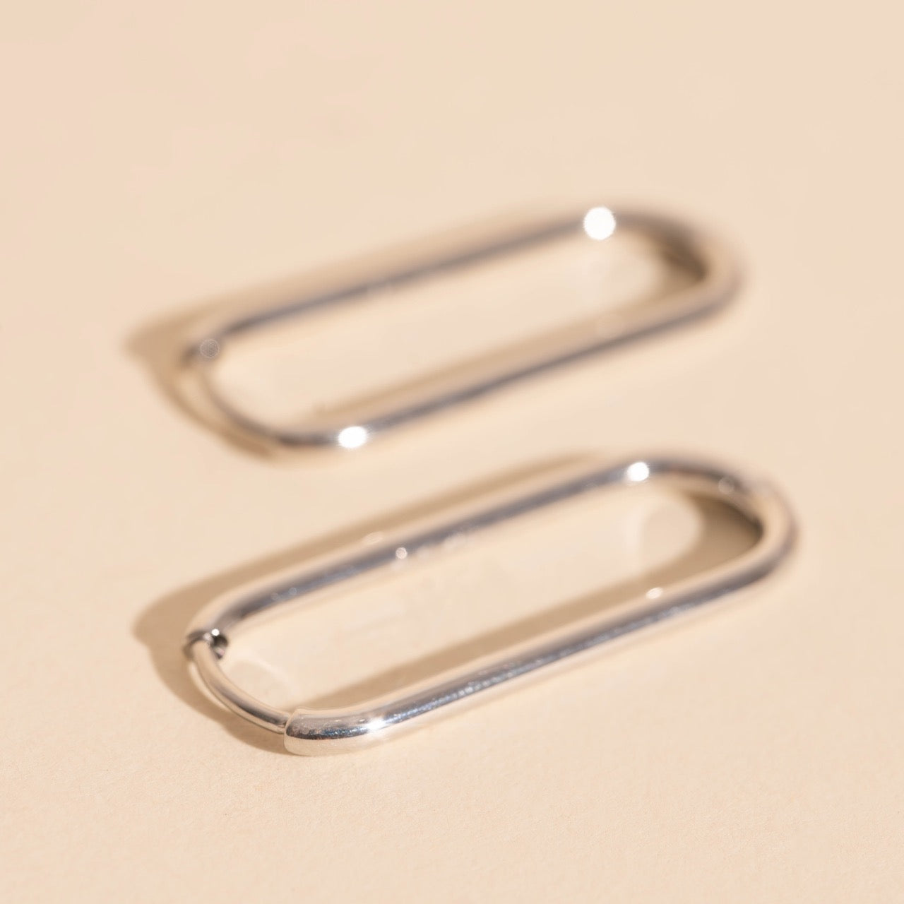 Titanium Thinny Rectangle Rounded Huggie Hoop Earrings