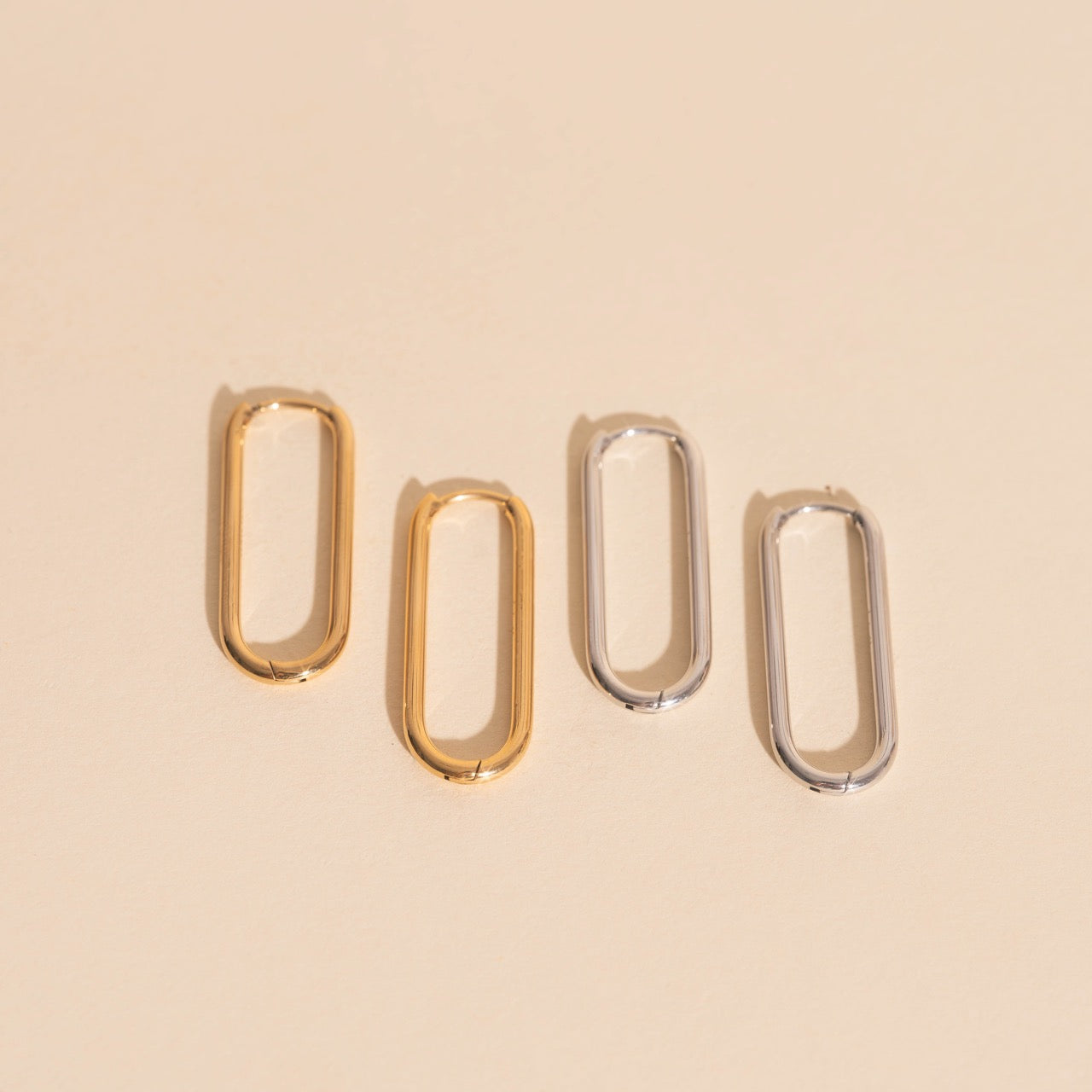 Titanium Thinny Rectangle Rounded Huggie Hoop Earrings