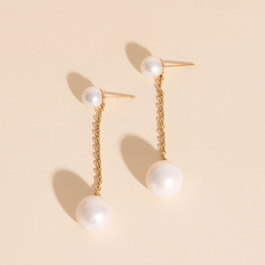 Pearl Line Stud Earrings