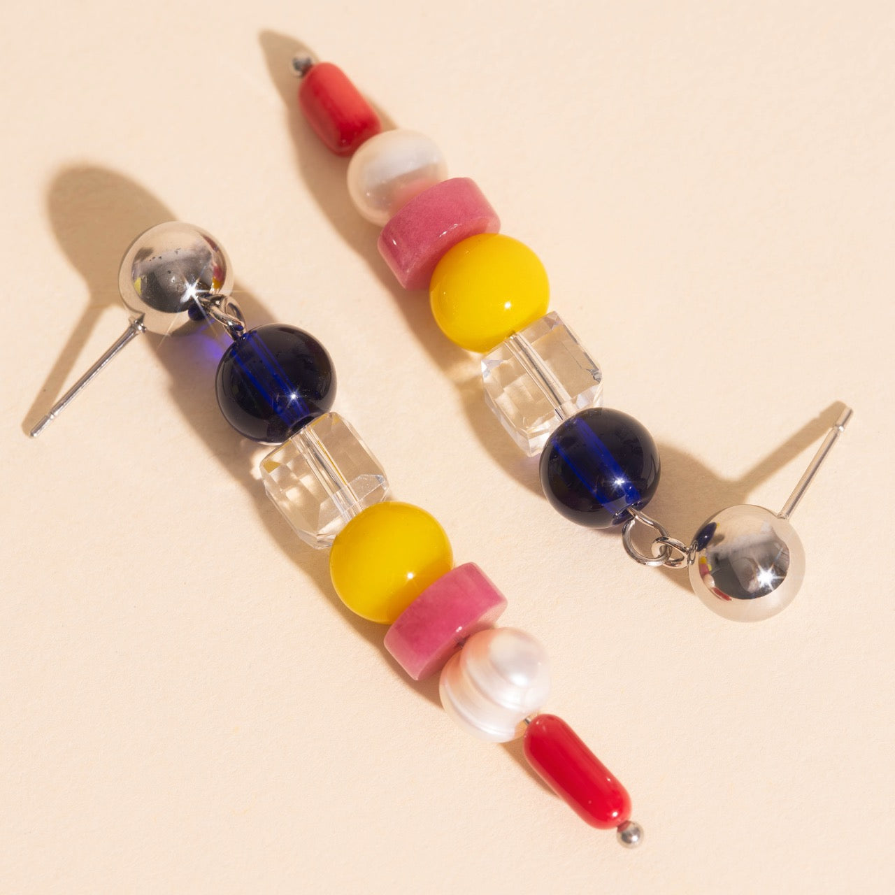 Sea Glass Dangle Stud Earrings