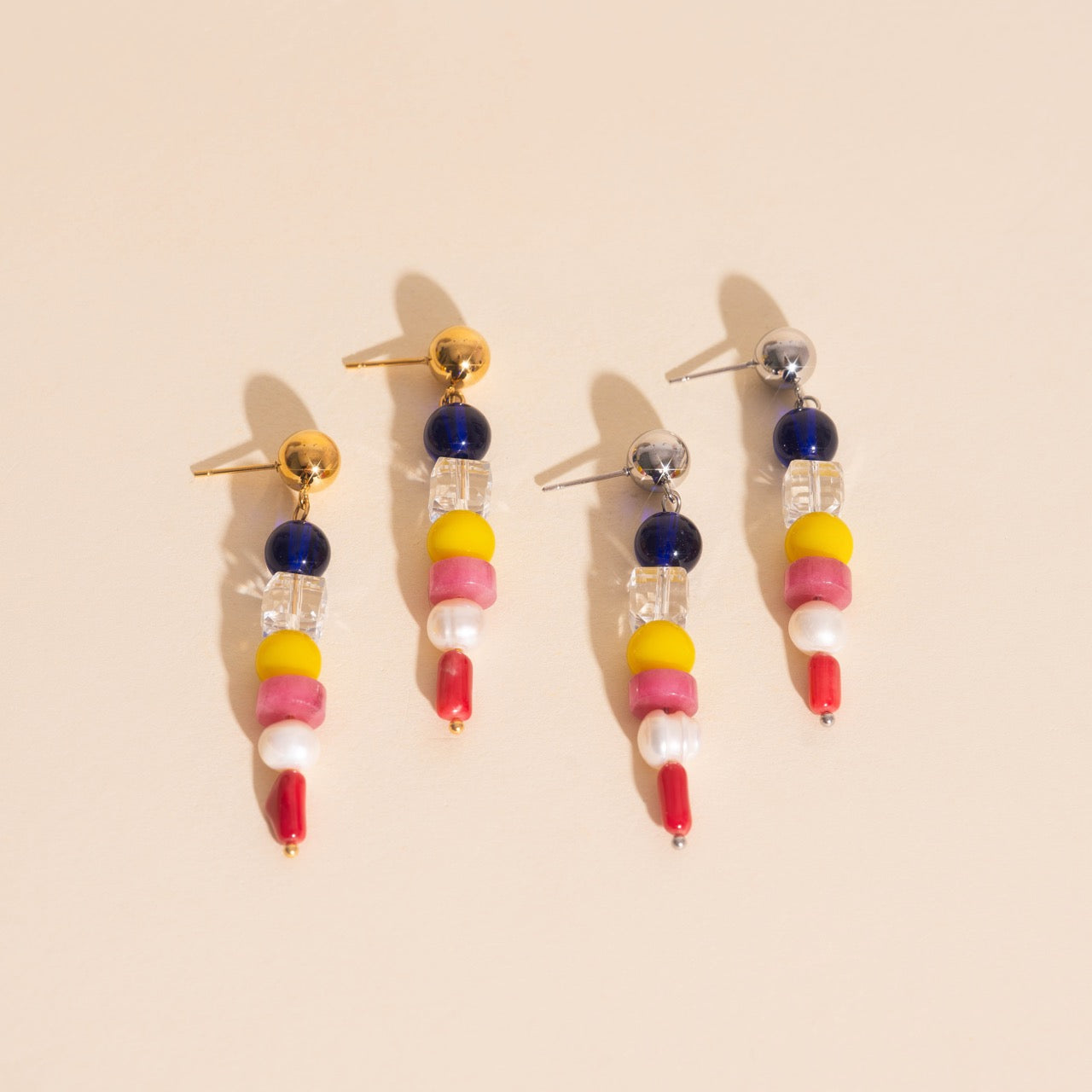 Sea Glass Dangle Stud Earrings