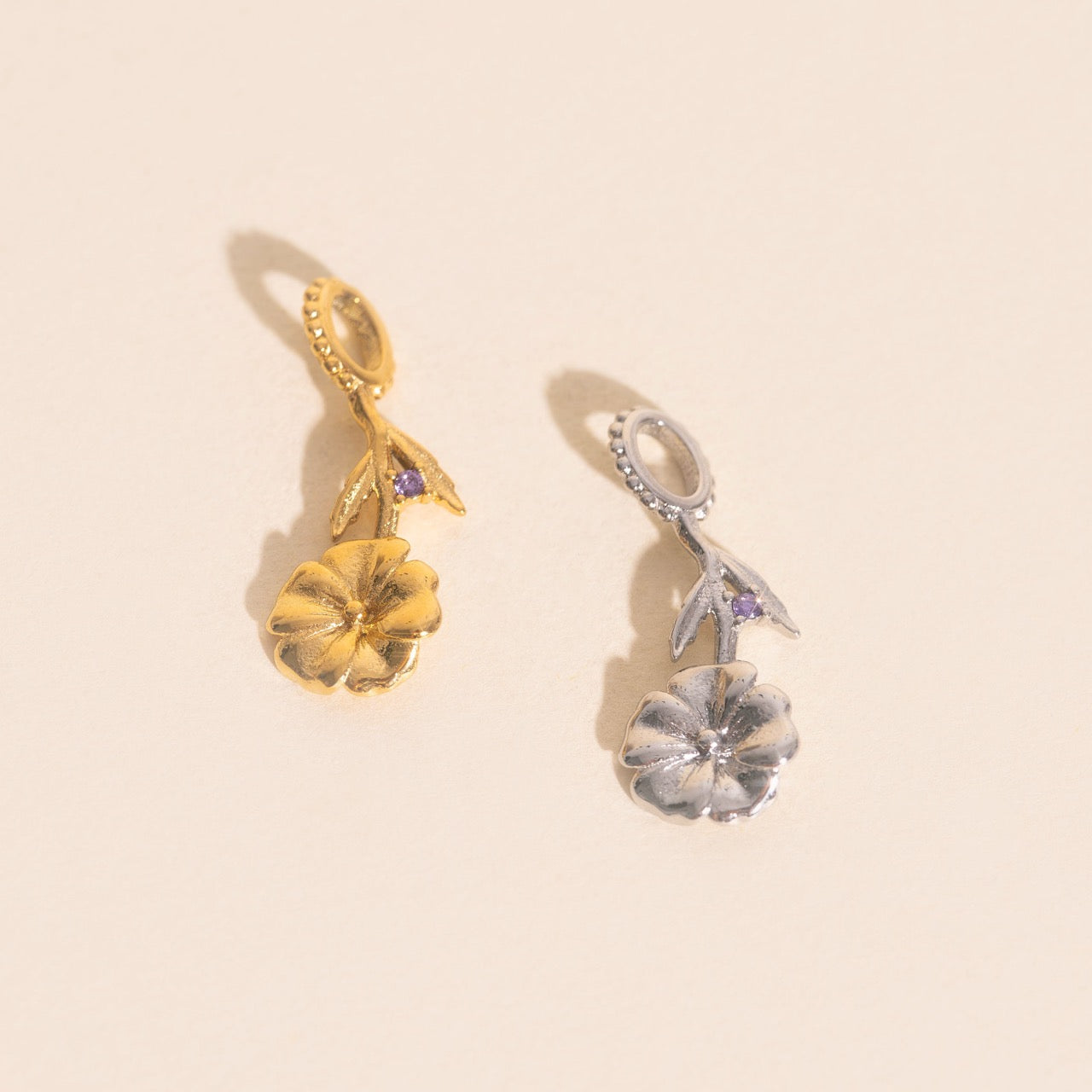 February Violet Birth Flower Necklace Charm