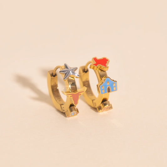 Texas 3D Huggie Hoop Earrings
