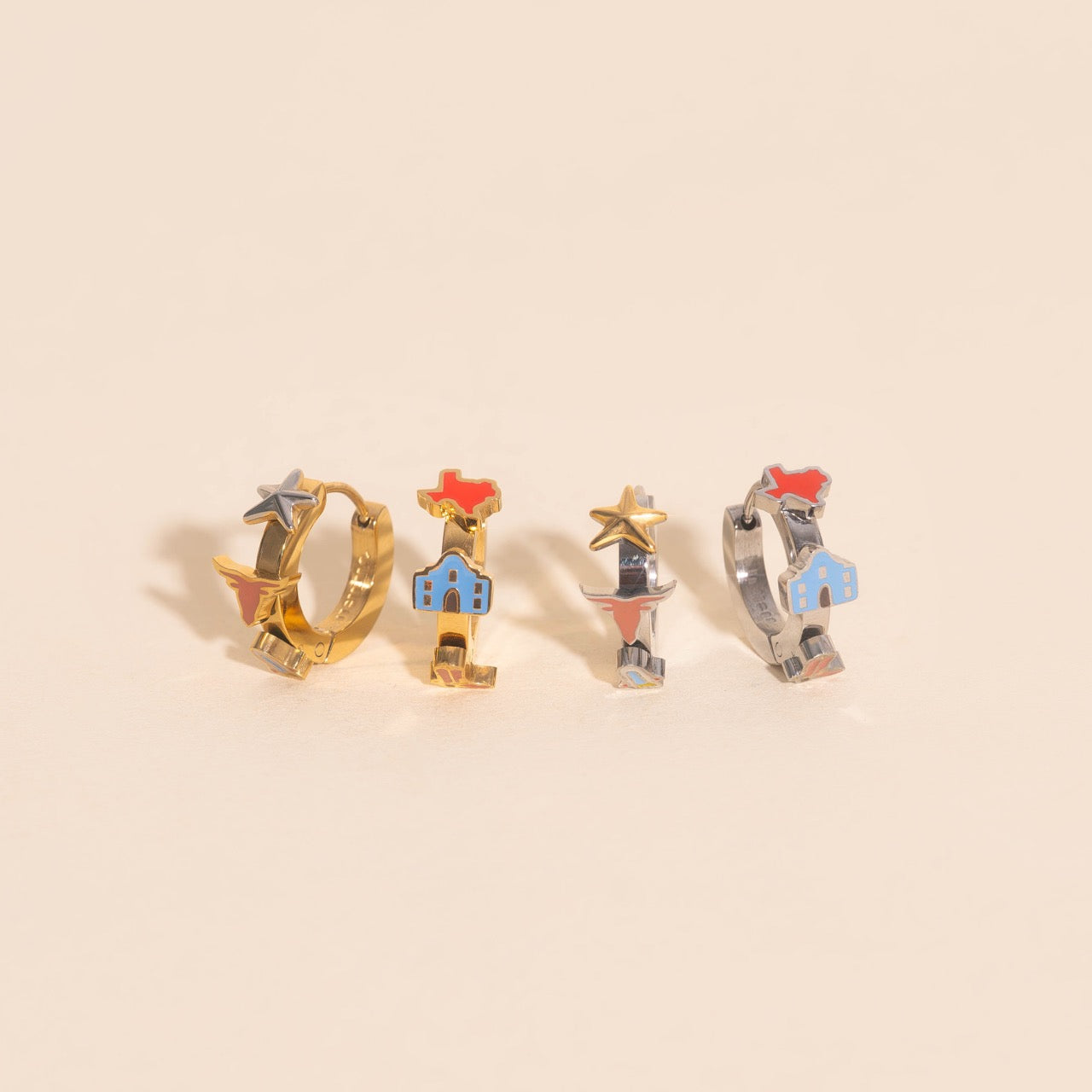 Texas 3D Huggie Hoop Earrings