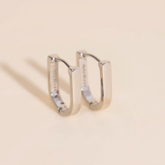 Smooth Stirrup Huggie Hoop Earrings