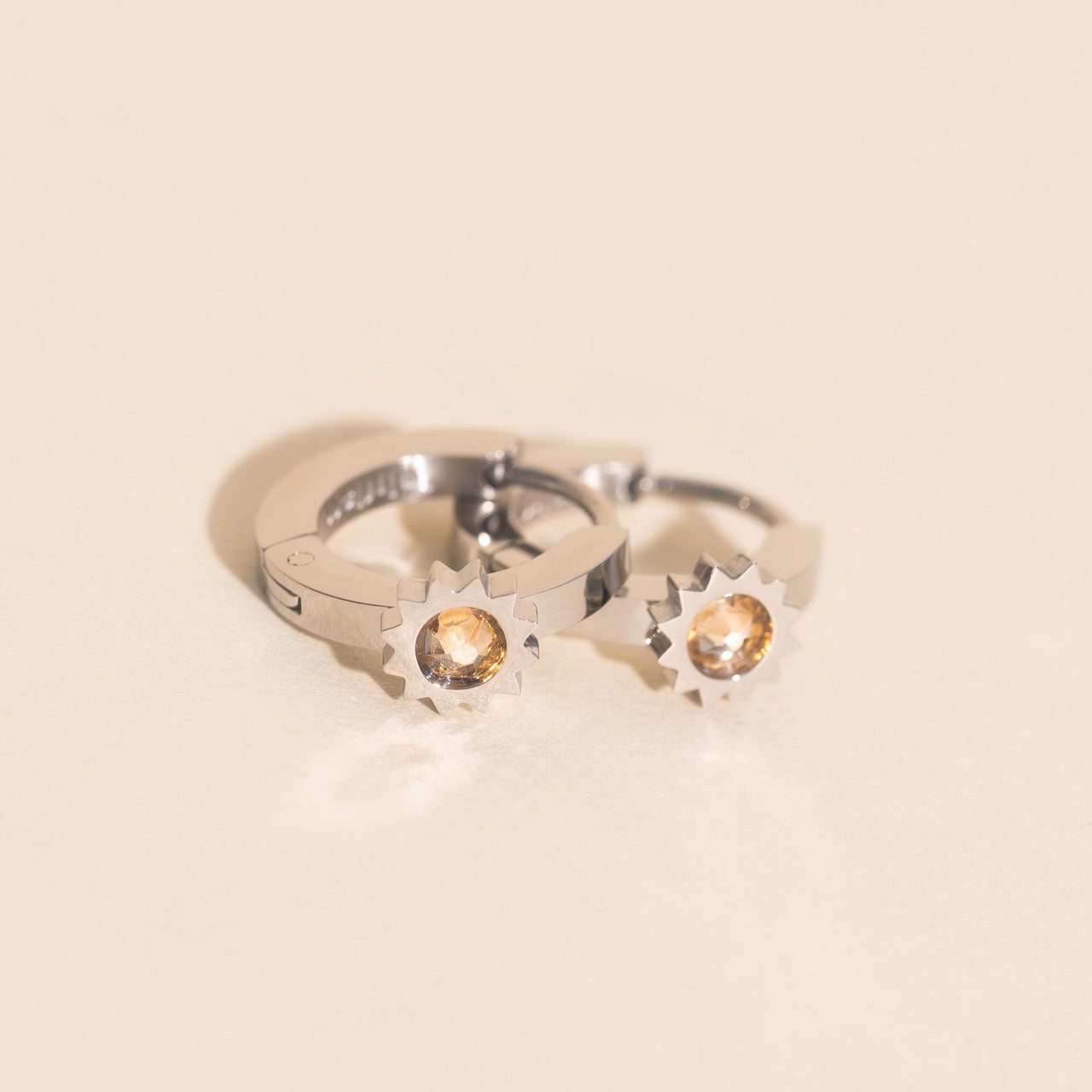 Sun 3D Huggie Hoop Earrings